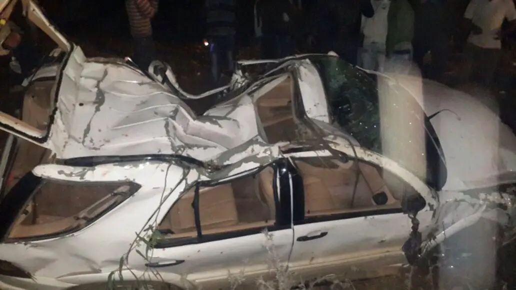 السيارة بعد حادث السير  الذي أودى بحياة الشاب طالب سليمان على طريق سهل مرجعيون