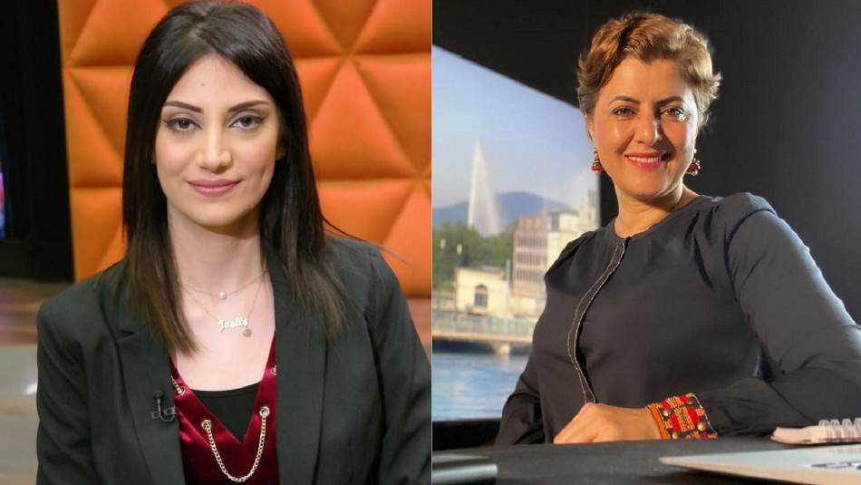 الزميلتان اللبنانيتان في فرانس 24 دينا أبي صعب وجويل مارون