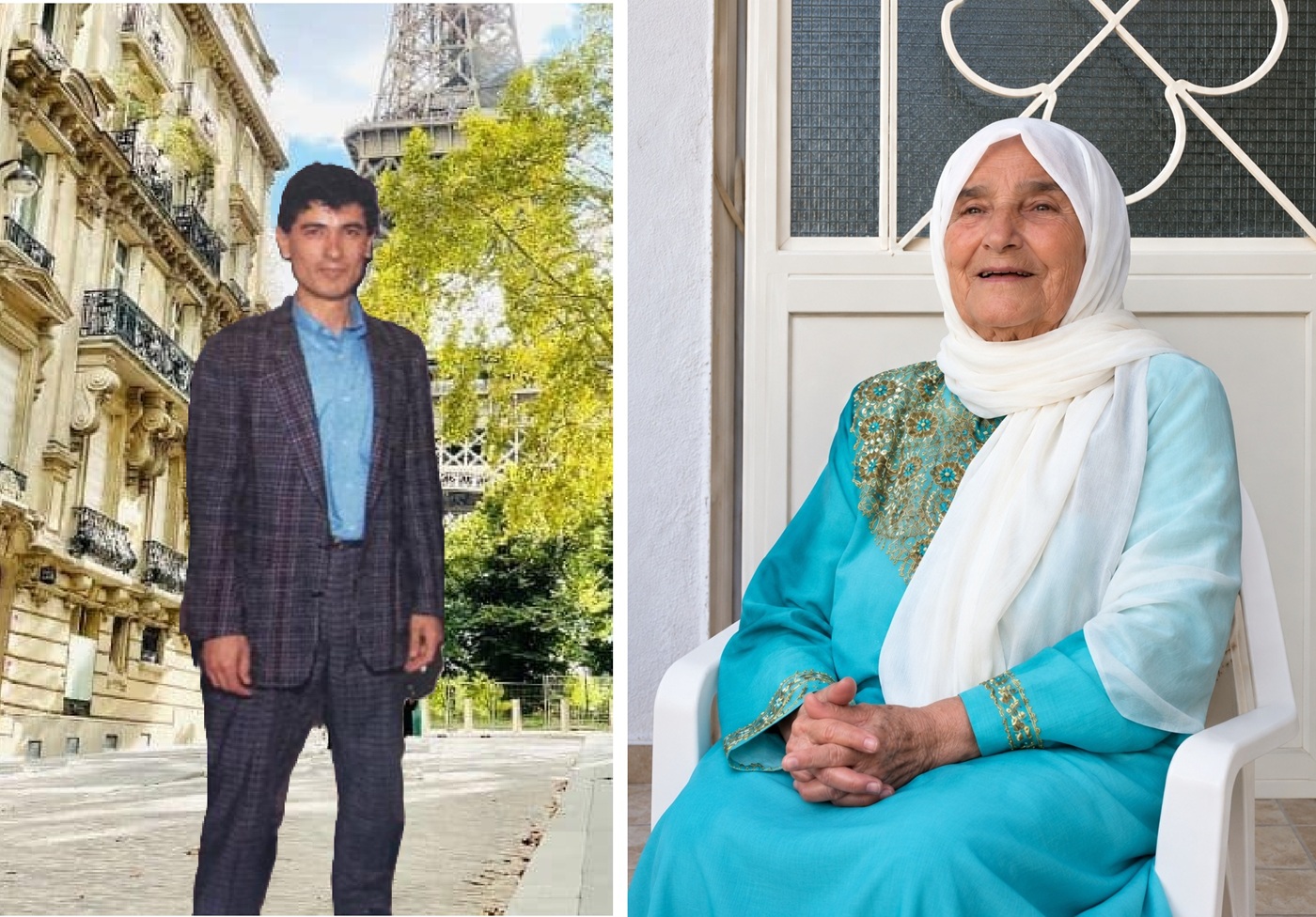 المرحومة الحاجة زينب عبدو خريس (أم صلاح عبدالله) والدكتور يوسف غزاوي اثناء تواجده في فرنسا