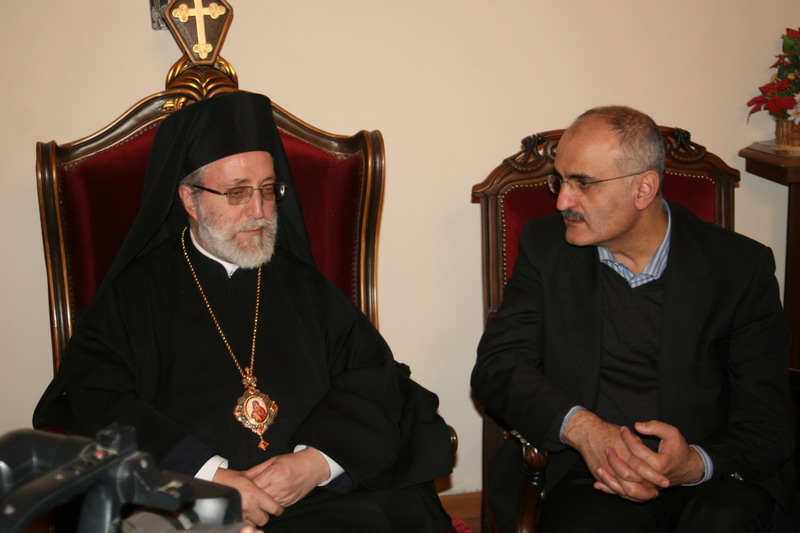 النائب علي حسن خليل وراعي ابرشية مرجعيون للروم الارثوذكس المتروبوليت الياس الكفوري - تصوير عمر يحي