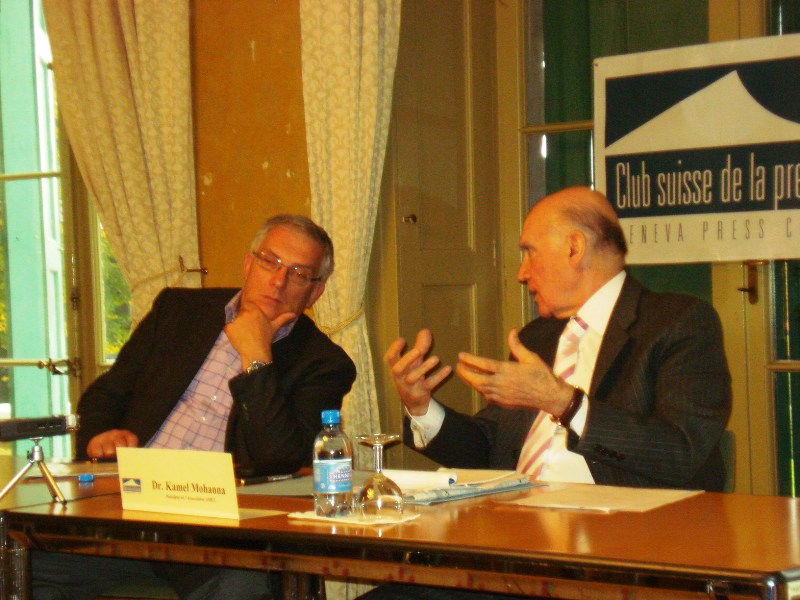 محاضرات مهنا في جنيف ولوزان ومؤتمر صحفي في نادي الصحافة السويسري