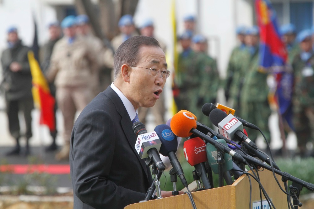 الامين العام للامم المتحدة بان كي مون متحدثا في الناقورة