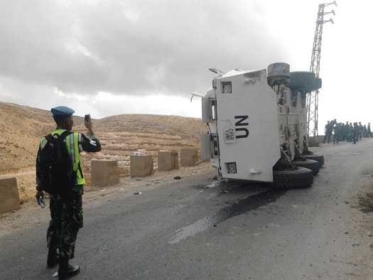 الآلية العسكرية النيبالية وآثار الدماء عليها