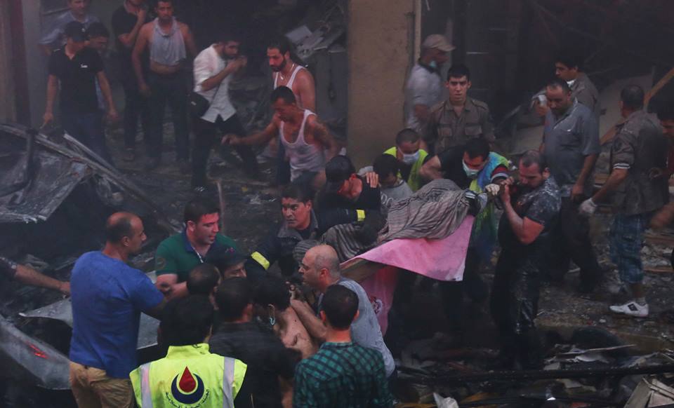 من التفجير الإرهابي في الرويس في الضاحية الجنوبية لبيروت