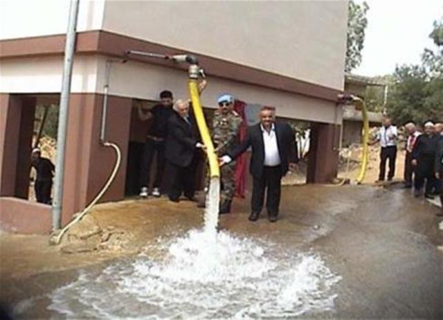 تدشين المشروع المائي بتمويل من قوات اليونيفيل ويشمل خزان لتجميع المياه ومحطة ضخ وذلك بهدف سد النقص الحاصل في مياه الشفة والري
