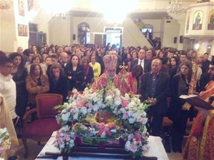 المطران كفوري خلال ترؤسه القداس في مرجعيون