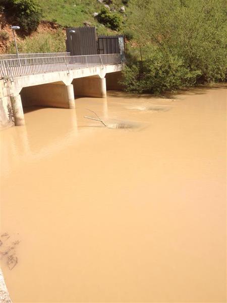 جانب من مجرى الليطاني بلون بني (طارق ابو حمدان)