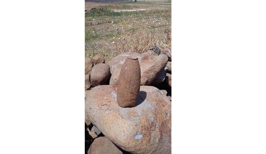 القذيفة بعد سحبها من التربة