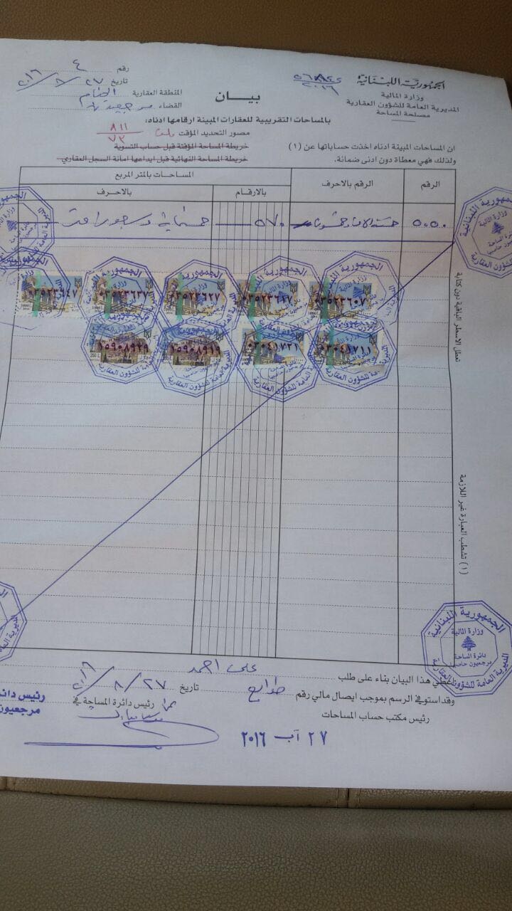 بيان المساحة