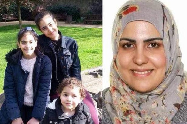 ناديا (33 عاما)، زوجة باسم، واطفالهم الثلاثة (ميريم 13 عاما) و زينب (9 عاماً) وفاطمة (ثلاث أعوام)