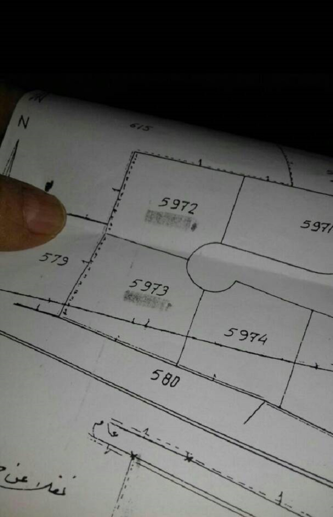 العقار 5973 مربع الشكل، مفرز مع سند أخضر 2400 سهم أرضه مغروسة زيتون معمر