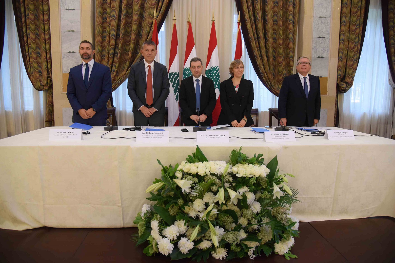 الدكتور فادي الجميل، روبرتا دي ليتشي، الوزير وائل ابو فاعور، فيليب لازاريني، الدكتور مارلين باكالي