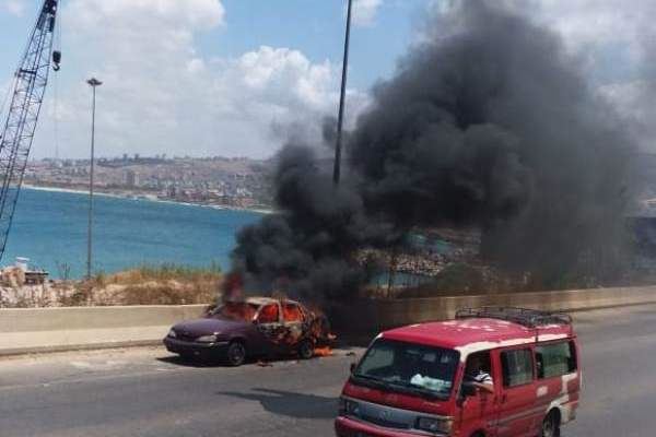 احتراق سيارة في الجية