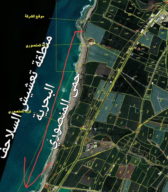 صورة جوية تُظهر موقع الشركة الشركة وقربها من “حمى المنصوري”